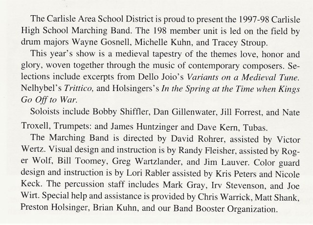 1997-98 CHS Band write-up