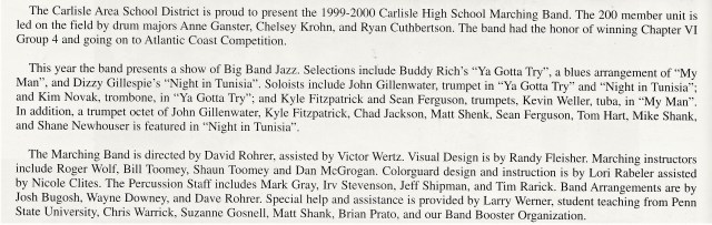 1999-2000 CHS Band Write-up